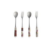 BRANDANI FORCHETTINA E CUCCHIAINO SOTTOBOSCO SET 4 PZ INOX/CERAMICA