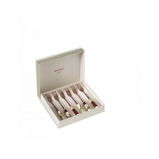 BRANDANI FORCHETTINA SOTTOBOSCO ROSE GOLD SET 6 PZ INOX CON MANICO CERAMICA