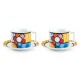 EGAN Set 2 Tazze Cappuccino con Piattino Britto Fiore 220 Ml