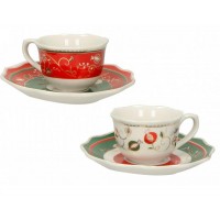 BRANDANI   TAZZINA CAFFE TEMPO DI FESTA SET 2 PZ PORCELLANA