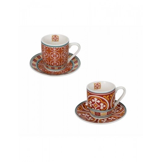 BRANDANI TAZZINA CAFFE LE CEMENTINE ROSONE SET 2 PEZZI PORCELLANA