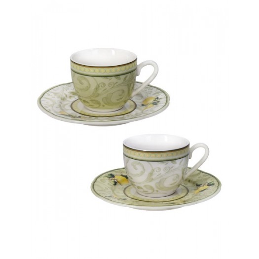 BRANDANI TAZZINA CAFFE' I LIMONI SET 2 PEZZI NEW BONE CHINA