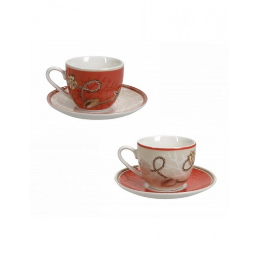 BRANDANI TAZZINA CAFFE CORALINE SET 2 PEZZI NEW BONE CHINA