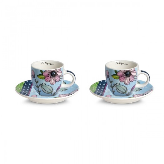 EGAN Set 2 tazze caffè Le Pupazze Azzurro ML 100