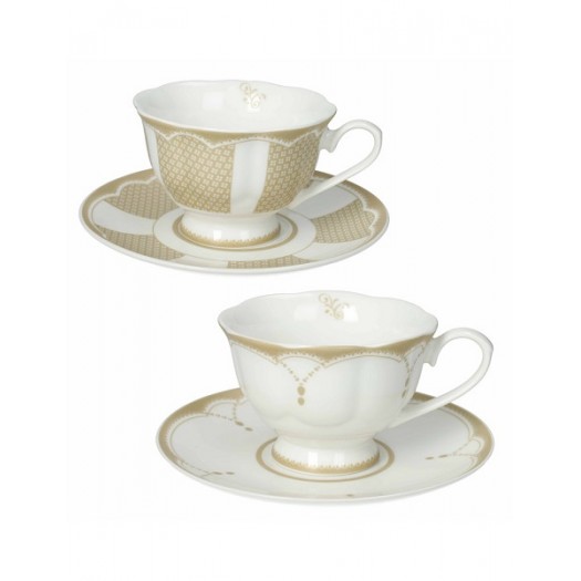 BRANDANI TAZZA THE GOLDEN EYE SET 2 PZ NEW BONE CHINA