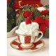 BRANDANI TAZZINA CAFFE GOLDEN EYE RED SET 2 PZ NEW BONE CHINA