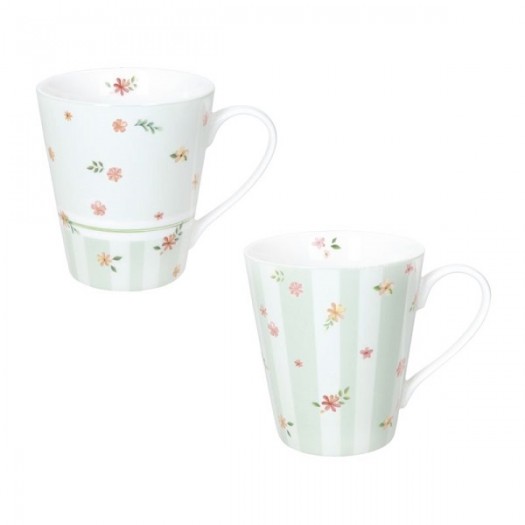 BRANDANI MUG POLLINE VERDE SET 2 PZ NEW BONE CHINA