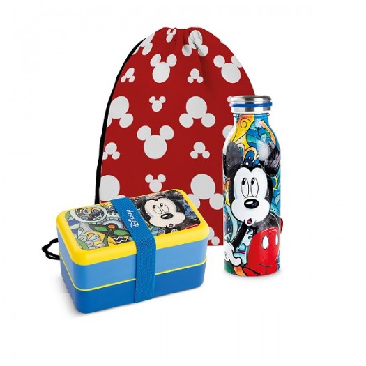 egan Set Lunch Box con Bottiglia Termica Mickey Mouse Forever & Ever + sacca