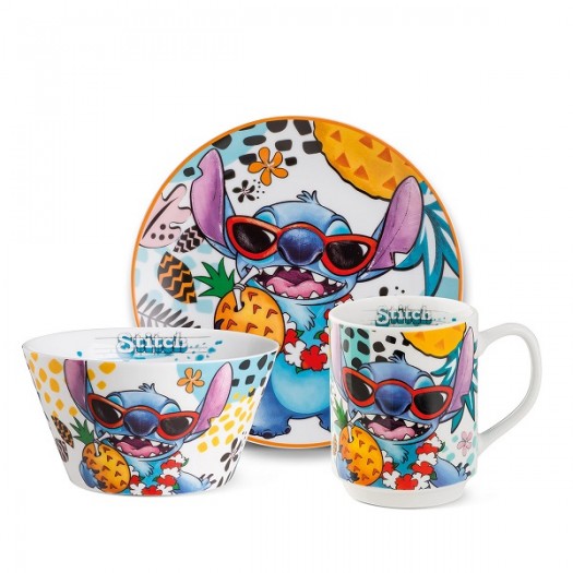 EGAN Set Piatto dessert + Mug + Bowl Stitch Bianco