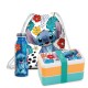 EGAN Set Lunch box + Bottiglia termica + sacca Stitch Blu