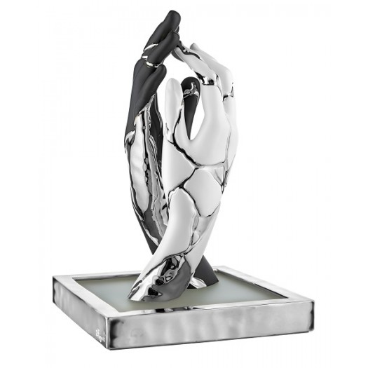 BONGELLI PREZIOSI LAMPADA MANI CREPE H 36 CM BIANCO NERO E ARGENTO