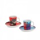 EGAN set 2 tazze caffè rosso e celeste LAUREL BURCH