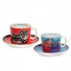 EGAN set 2 tazze cappuccino rosso e celeste LAUREL BURCH