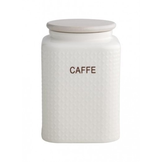 BRANDANI BARATTOLO CAFFE PORCELLANA BIANCA CON TAPPO BAMBOO