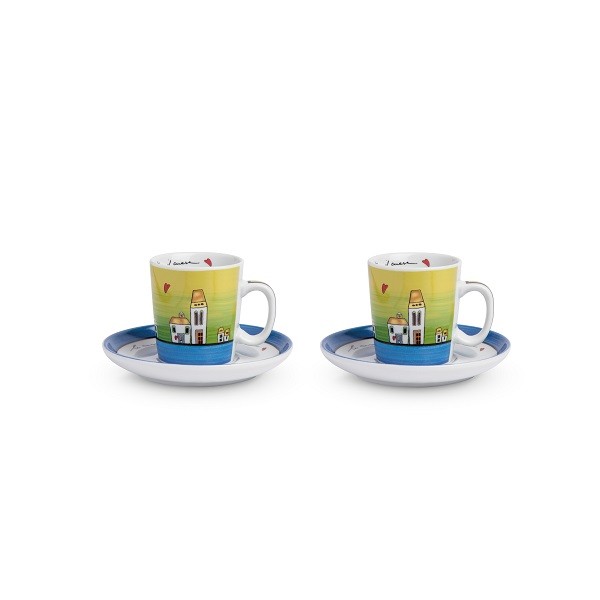 Set 2 Tazze Caffè Con Piattino Bellamore Verde - Egan